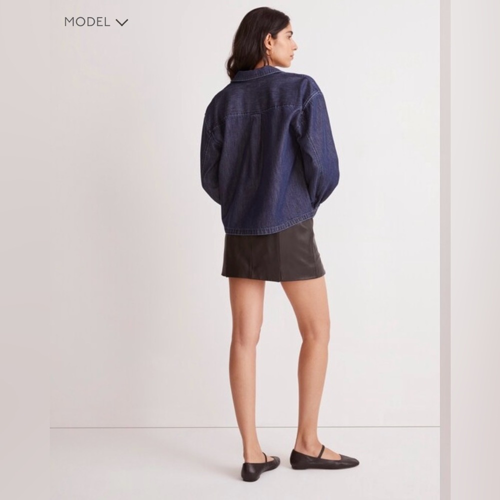 427. Madewell Denim Puff Sleeves Button-Down Shirt - Picture 2 of 9